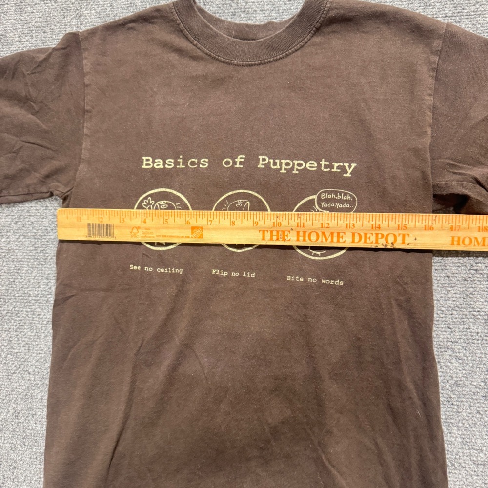VTG Basics Of Puberty T-shirt men's S Brown Gildan Ultra Cotton 90s Y2K - Picture 4 of 5